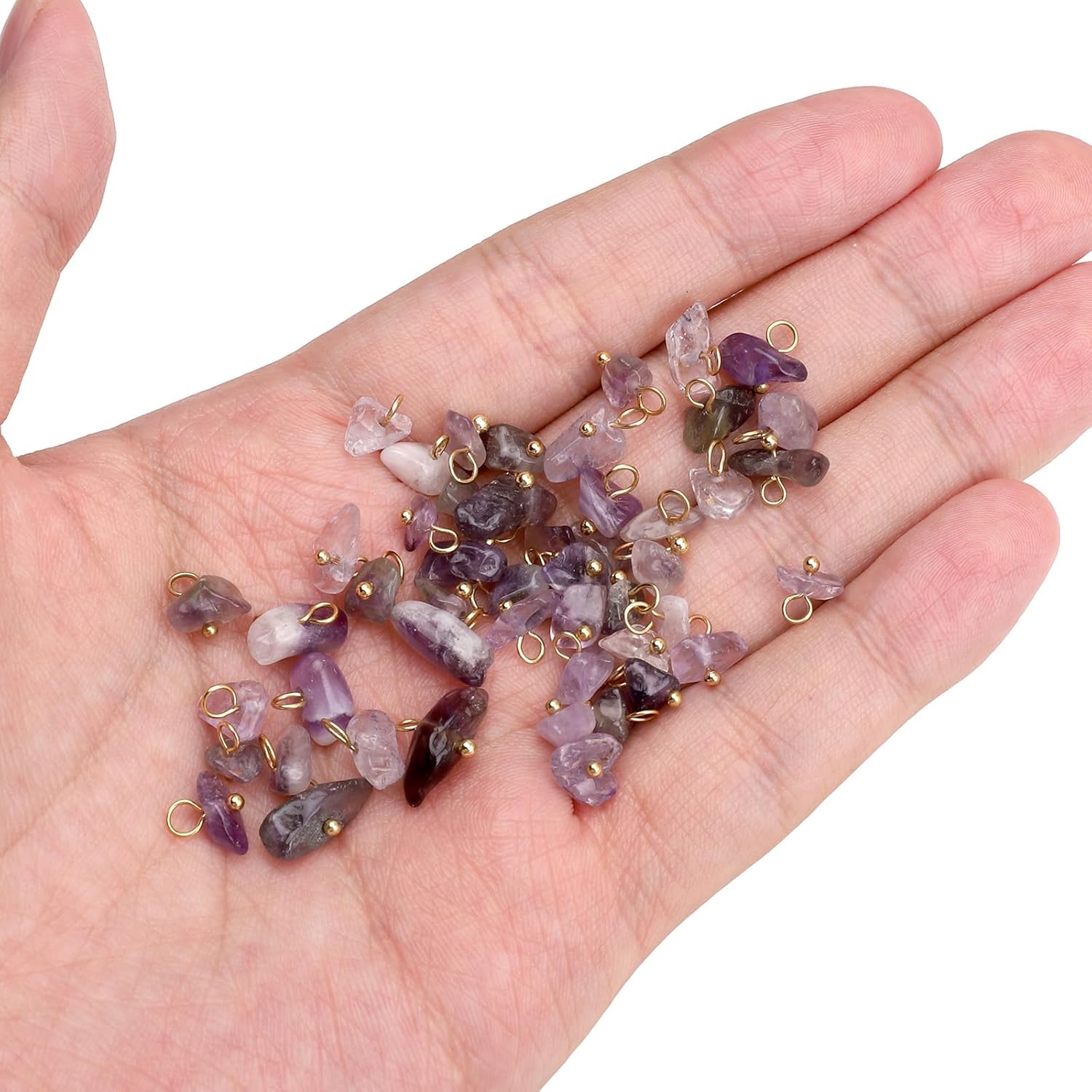 Natural Irregular Stone Charms 5-10mm 50pcs with Untarnish Metal Accessories Loose Beads for DIY Jewelry Making - Image 4