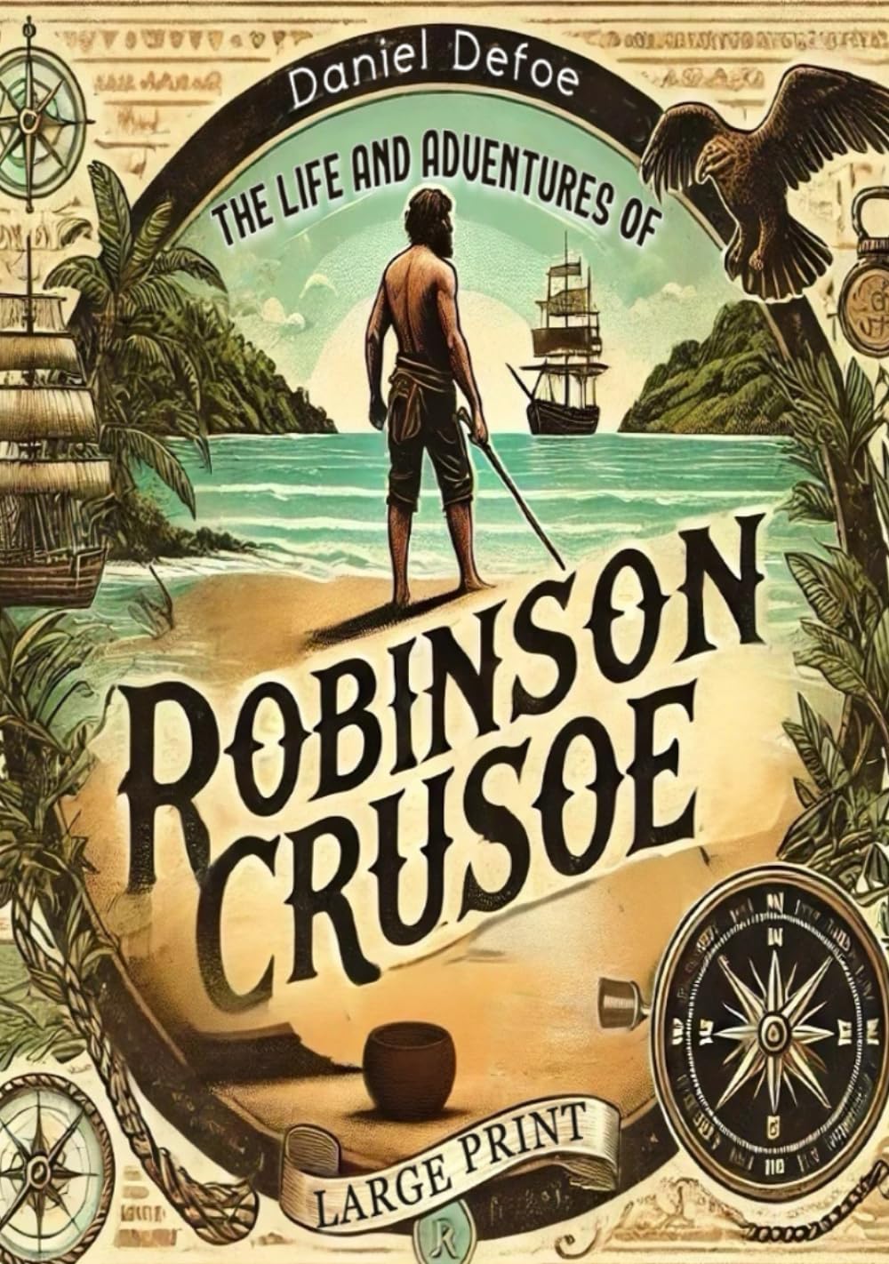 The Life and Adventures of Robinson Crusoe (Large Print Edition): An epic journey exploring the resilience of the human spirit when faced with isolation and adversity