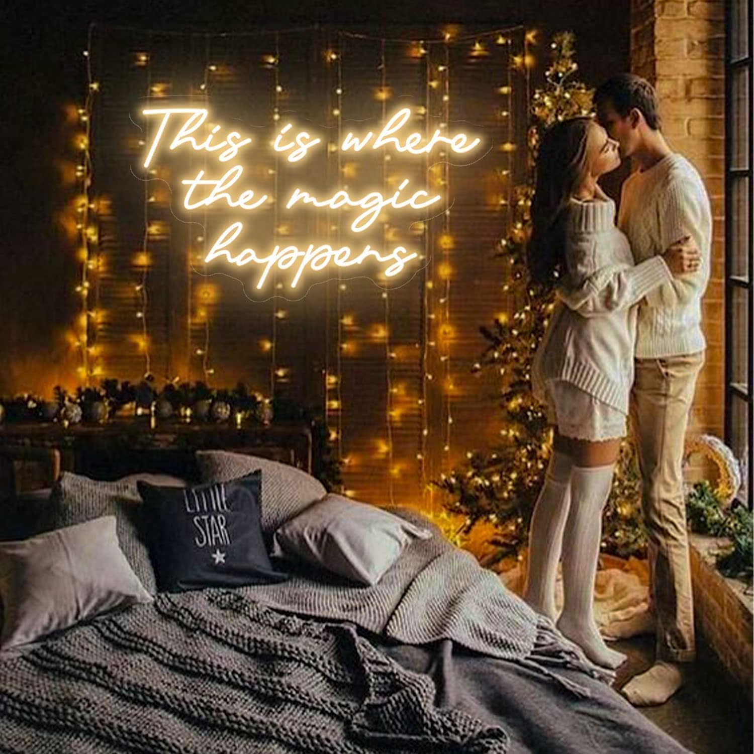 Chеареѕt 🛒 This is Where The Magic Happens Neon Signs for Wall Decor Large LED Neon Light Sign Room Decorations Wedding Backdrop Bachelorette Birthday Engagement Party Home Bedroom Decor Warm White Neon Sign Club Bar Apartment Decorations 24x13