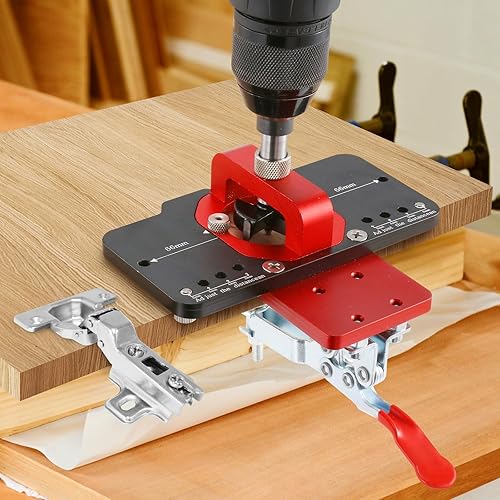 Miniatura 9 de BEAMNOVA Bisagra de plantilla de bisagra de 1.378 in,Perforación Agujero Puncher Bisagra Jig Guía de Taladro Localizador,Plantilla de bisagra de