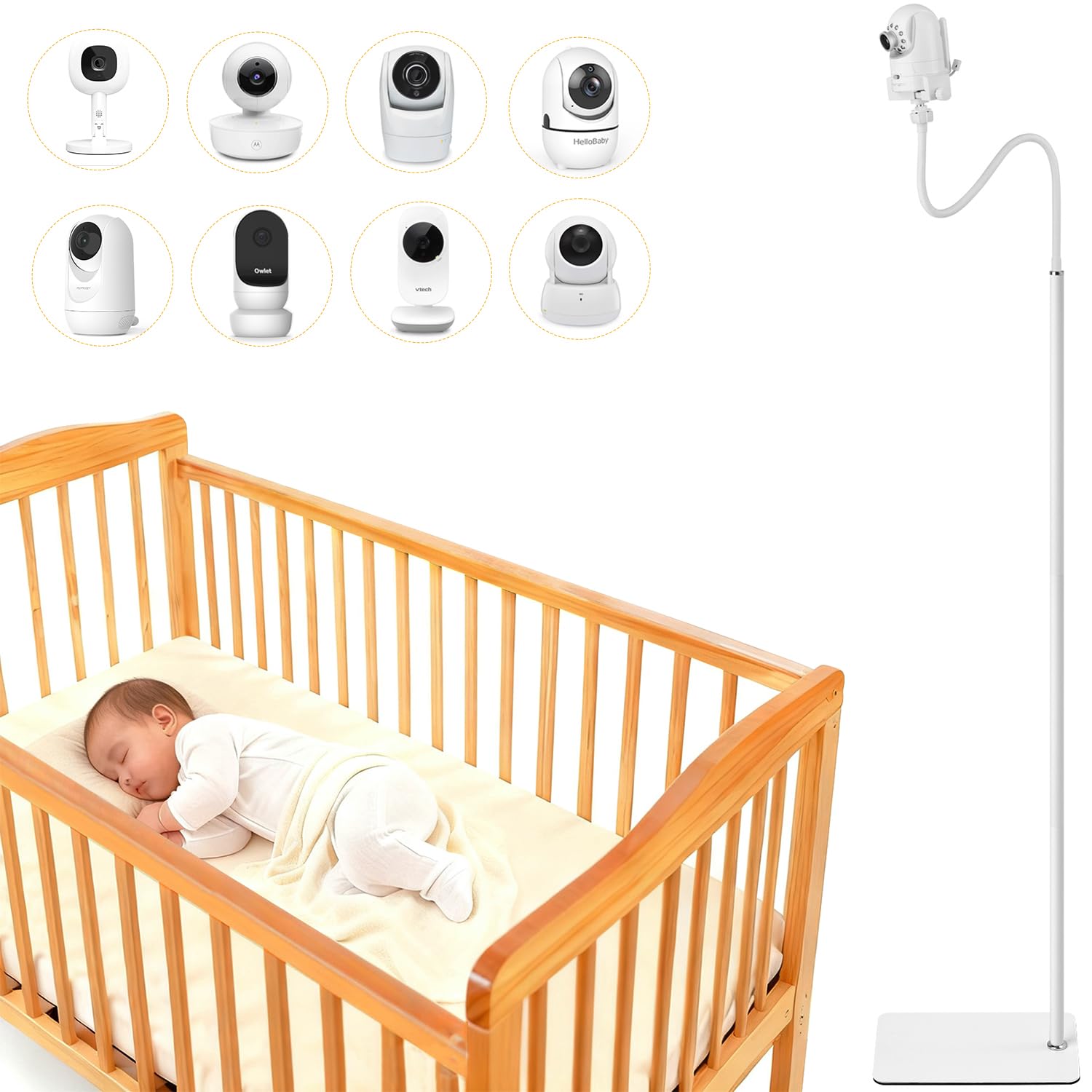 Baby Monitor Floor Stand Holder for Infant Optics DXR-8 Pro HelloBaby,ANMEATE,Eufy,Owlet and Most Baby Monitors,Keep Baby Away from Touching,More Safety