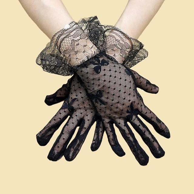 Foto 7 de 7 de Cubahop Guantes cortos elegantes de encaje para mujer, guantes de verano de cortesía para bodas