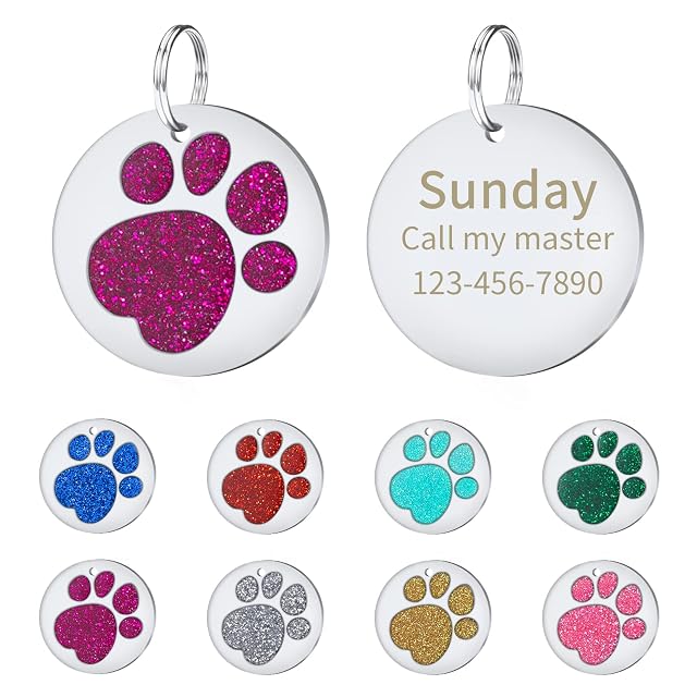 CAMAL 2 Piezas Chapa Perro Grabada, Chapas Personalizadas Forma Redonda