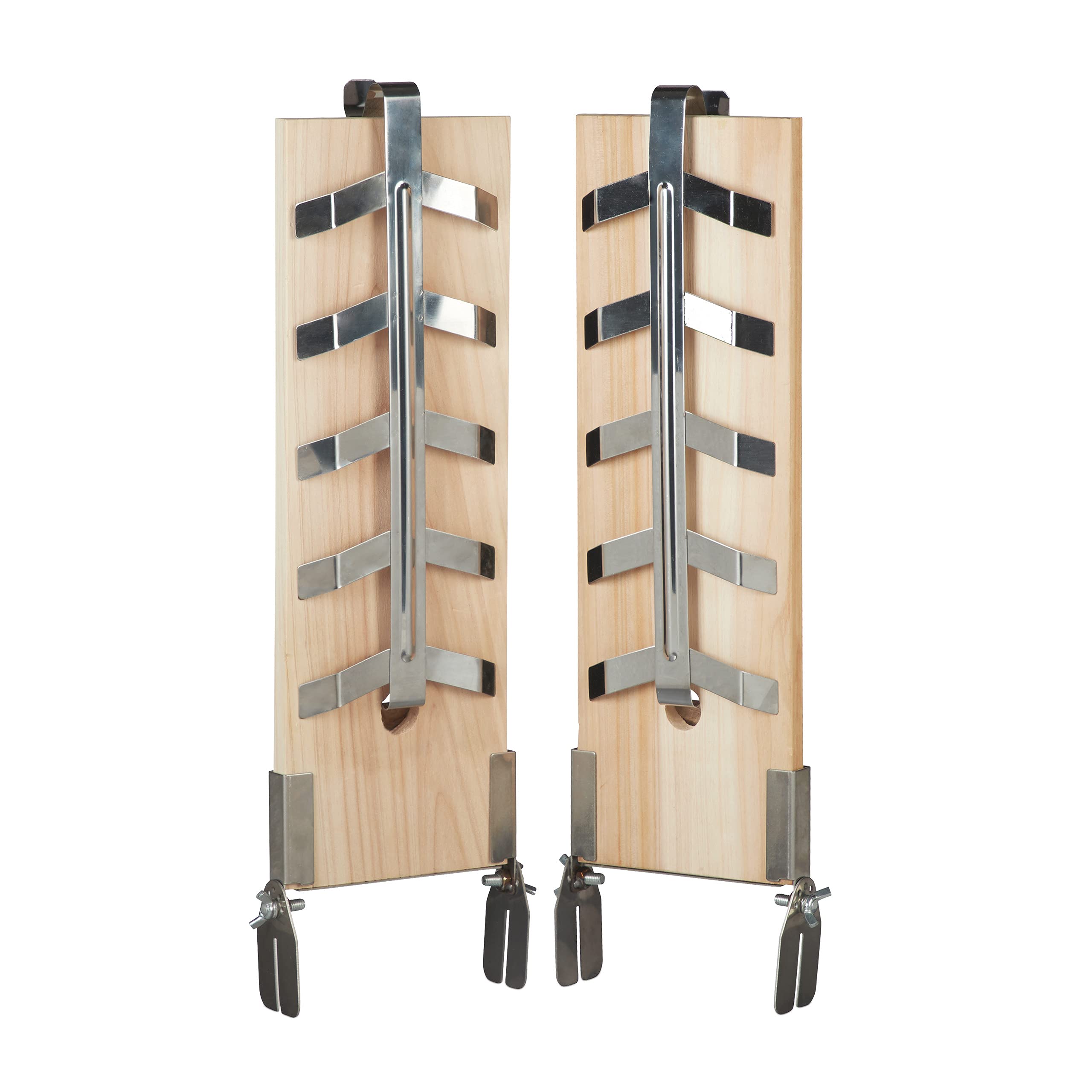 Relaxdays Lot de 6 Planches à Saumon en Bois de cèdre 46 x 15,5 cm Fixations inclinables INOX