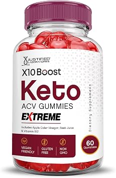 Justified Laboratories X10 Boost Keto ACV Gummies Extreme (2000 mg) - 60 Count, Pack of 3 - Made with the Mother & Vitamin B12 - Non-GMO, Vegan, Gluten Free - 90 Servings