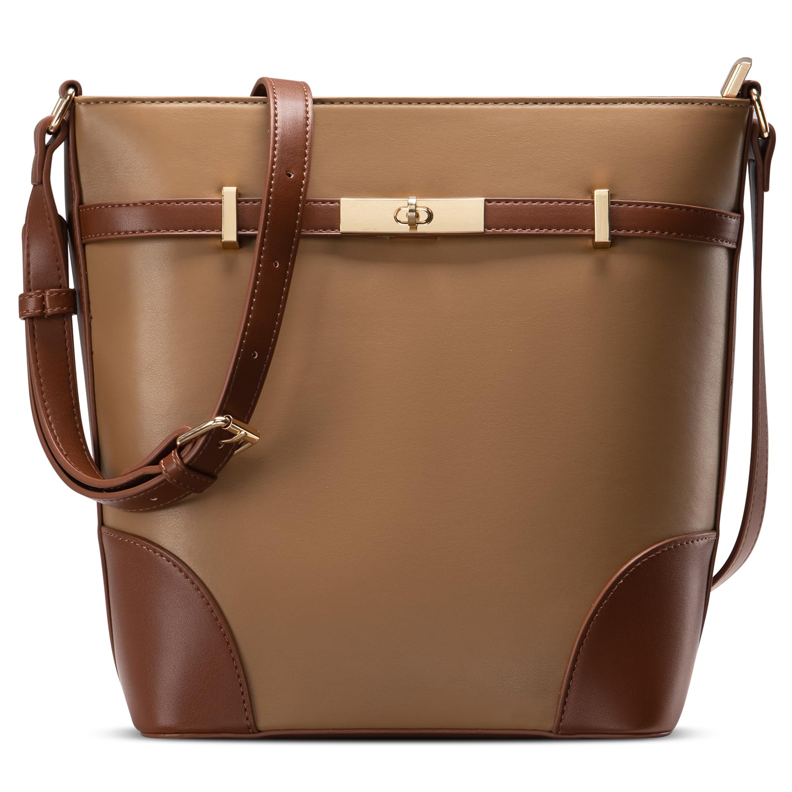 Vulkitty Bucket Bag for Women Leather Shoulder Purse Trendy Design Mideum Size Shoulder Handbags with Adjustable Strap