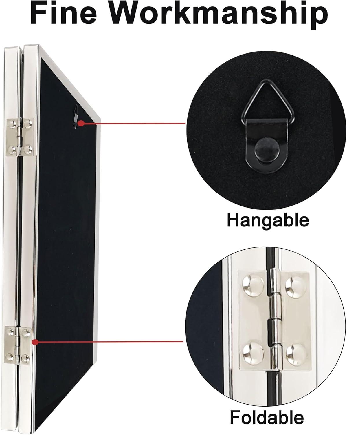 HIKWADERY 8x10 Picture Frame Double Hinged Folding, Elegant Thin Edge Metal Real Glass 8 by 10 Photo Frames, for Desktop and Wall Display, Holiday Gift Home Decorative (8 x 10, Silver)