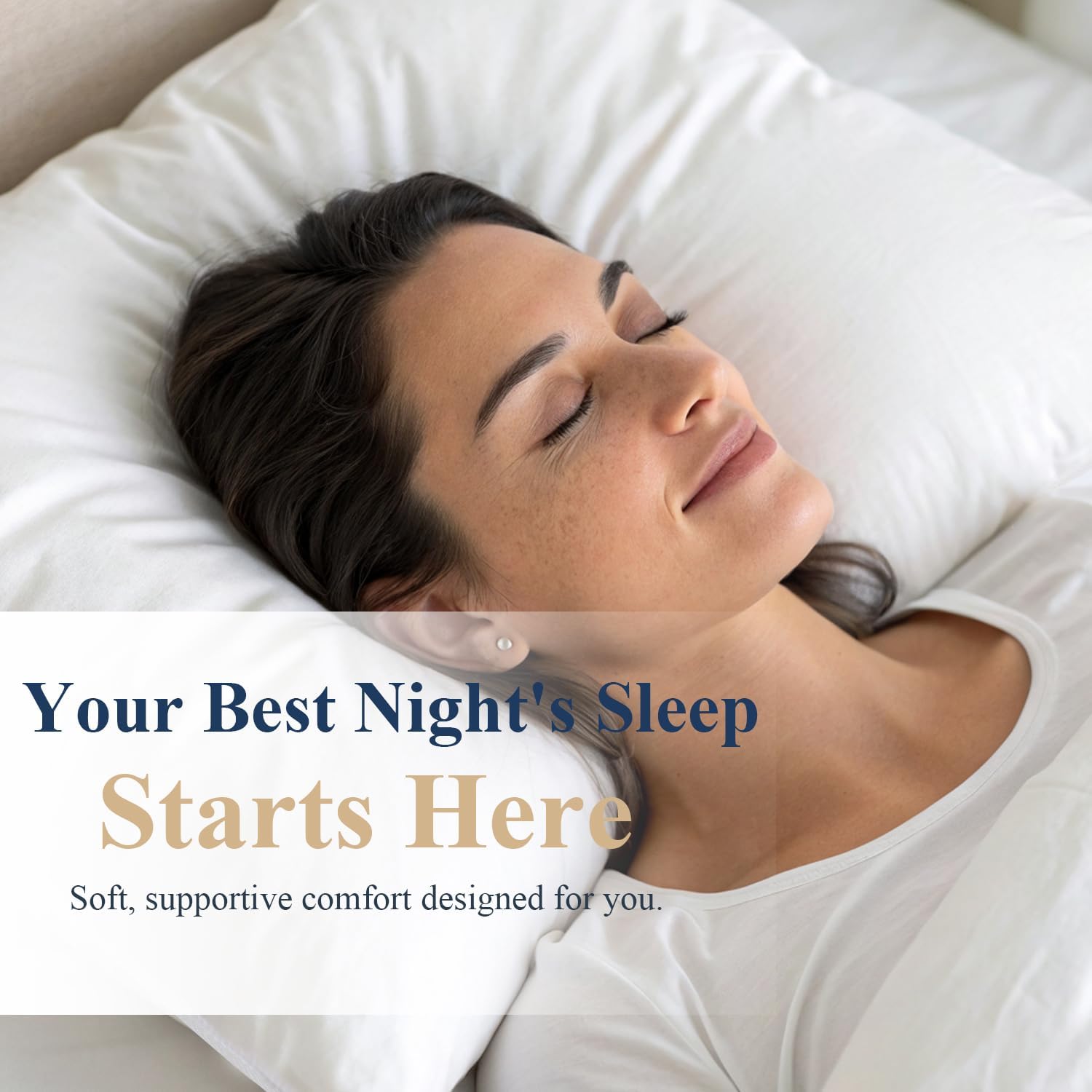 VANSILK Hotel Bed Pillows Queen Size Set of 2, Luxury Flat/Medium Support Pillows for Back, Stomach or Side Sleepers Down Alternative Filling Soft Breathable Pillows