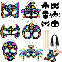 MGparty 42PCS Halloween Rainbow Scratch Mask Crafts