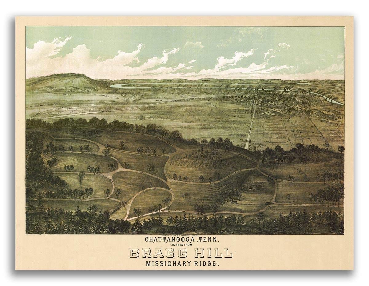 Magnet Chattanooga TN 1887 Historic Panoramic Town Map Magnet Vinyl Magnetic Sheet for Lockers, Cars, Signs, Refrigerator 5"