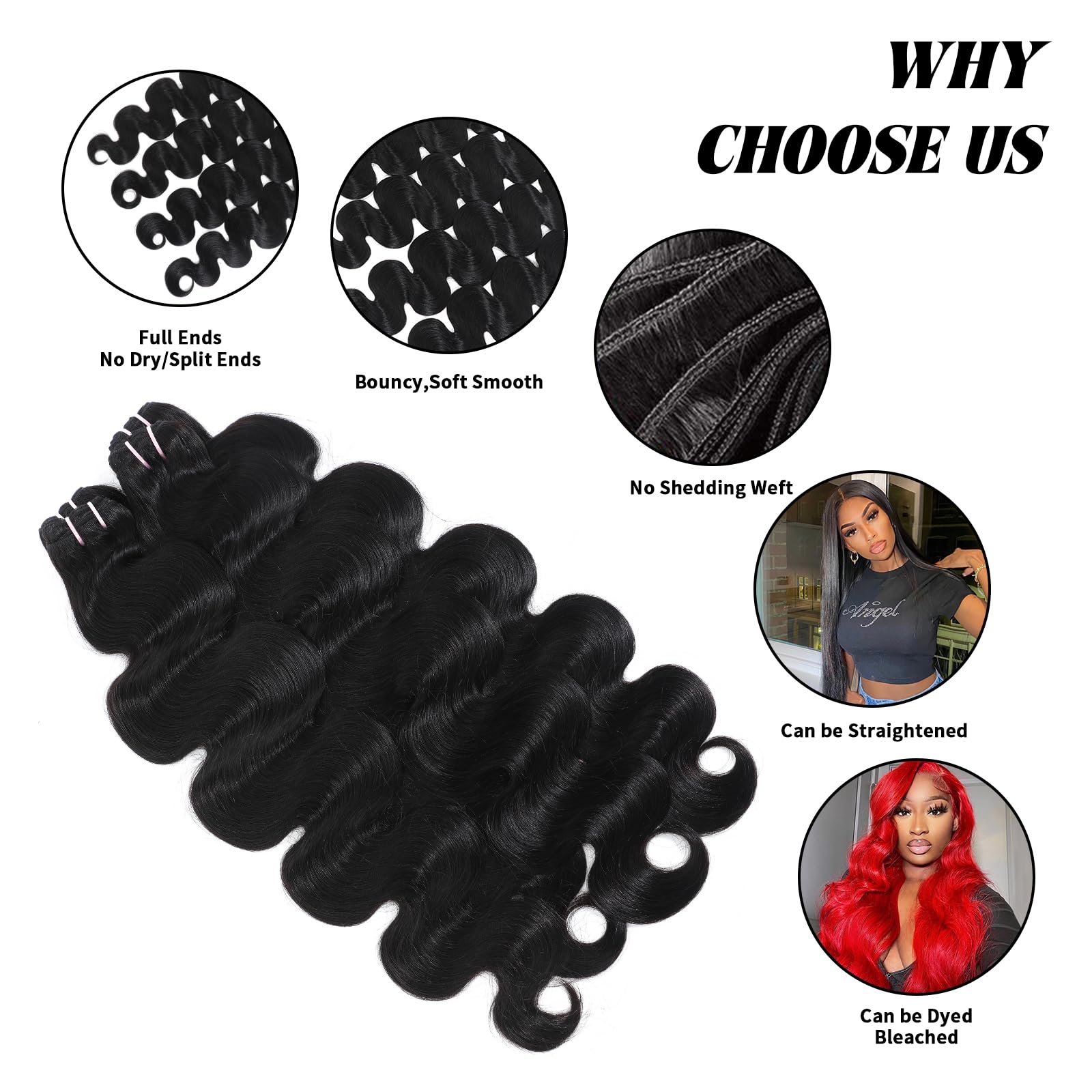 Indian Human Hair Body Wave Bundles, Unprocessed Virgin Hair
