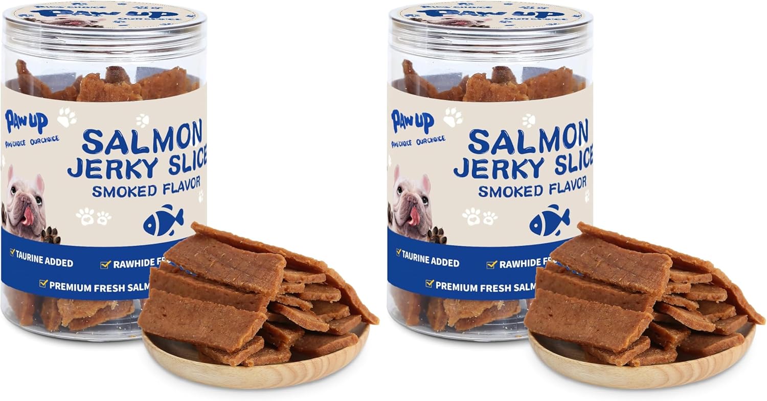 PAWUP Salmon Treats for Dog, Soft Healthy Dog Salmon Jerky, High Protein Dogs Snacks, Human Grade Salmons Fillets with Taurine,12.5oz (Smoked Flavor) (Pack of 2)