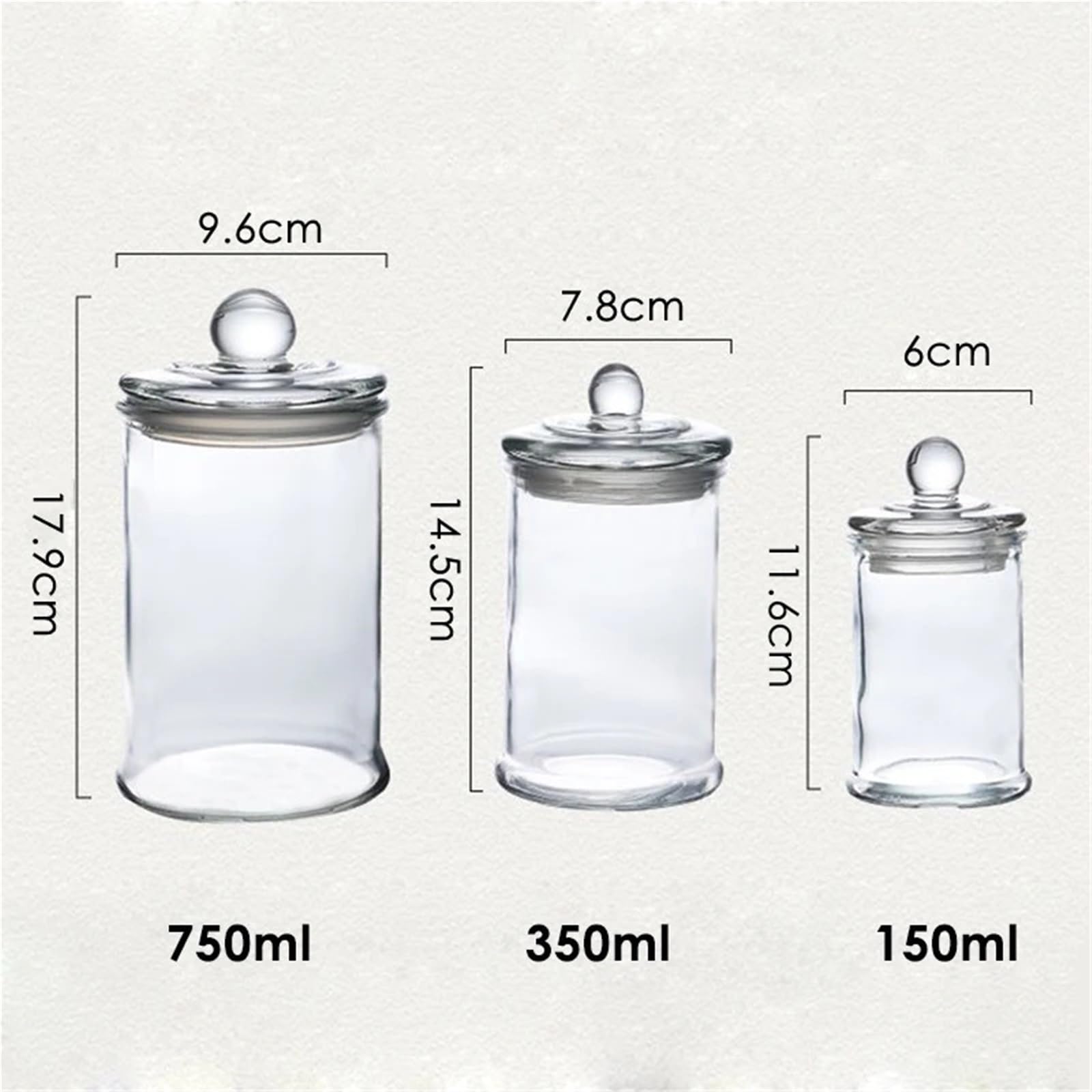 Tarro de almacenamiento para cocina, Frasco de vidrio transparente con tapa for dulces, galletas, frutos secos, té, varios tamaños, 1 Uds(750ml)