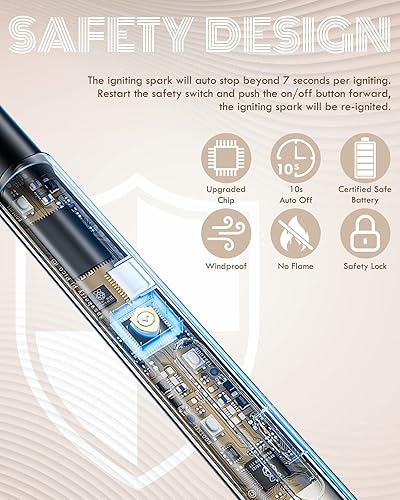 Miniatura 2 de Encendedor de velas, encendedor eléctrico de arco de plasma recargable a prueba de viento, con interruptor seguro, indicador LED de carga rápida,