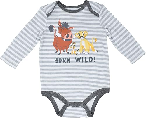 Miniatura 3 de Disney Paquete de 3 mamelucos de Minnie Mouse de Mickey Mouse de Rey León, Winnie the Pooh, para bebé recién nacido a bebé