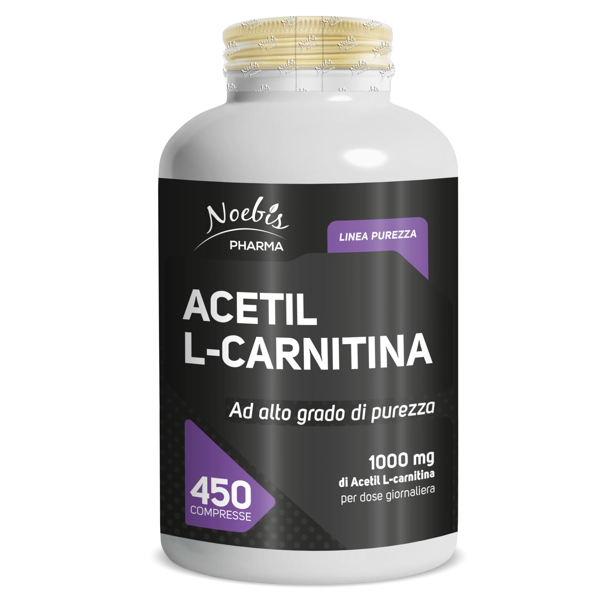 Acetil L-Carnitina Noebis Pharma - 1000 mg per Dose Giornaliera - 450 Compresse - Energia e Vitalità - Maxi Formato