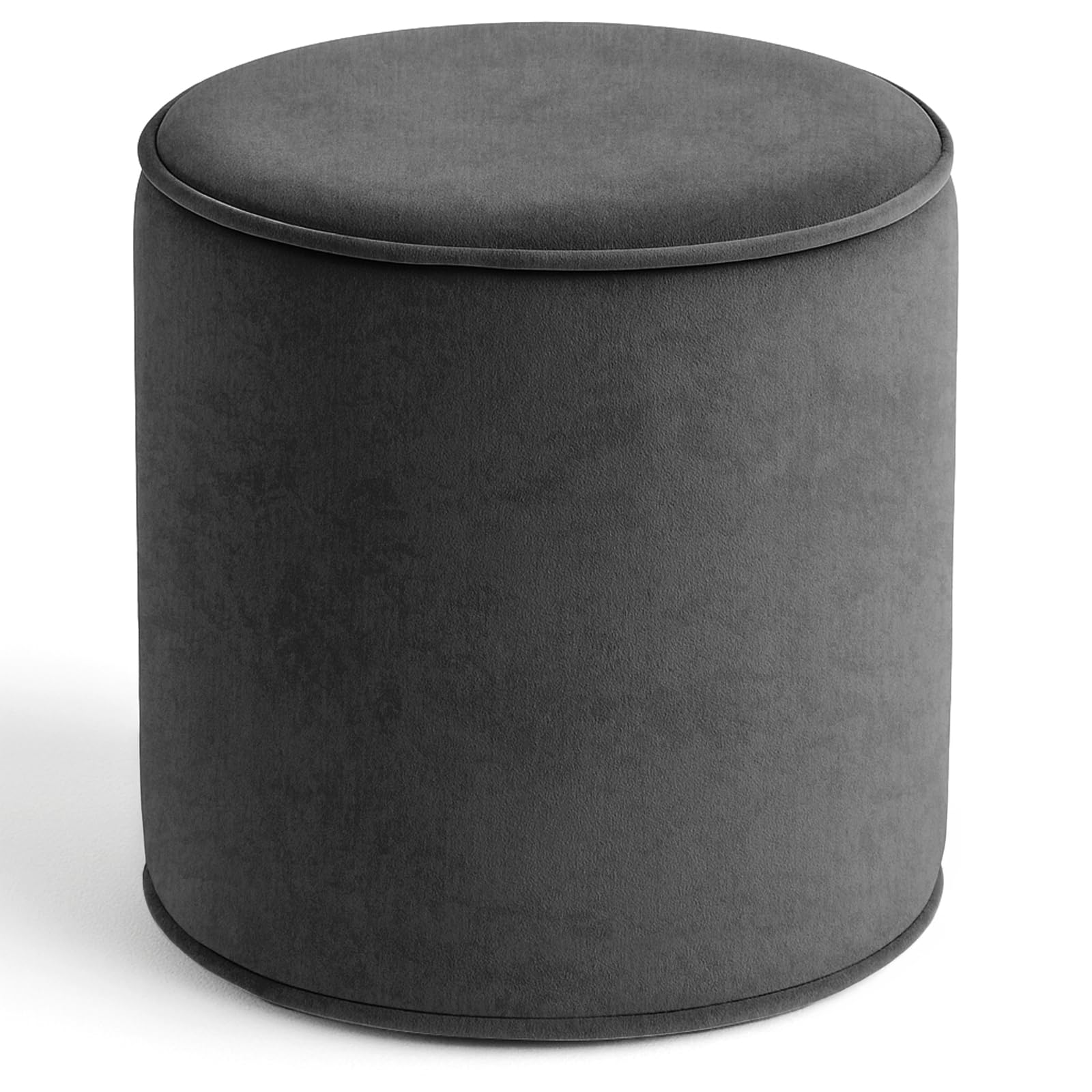 Premium Velvet Footstool Bean Bags | Round Shape Ottoman Footrest Modern Home Living Room Bedroom Stylish & Durable Ergonomic Design | 40x40cm Foot Rest Pouffe (Grey)