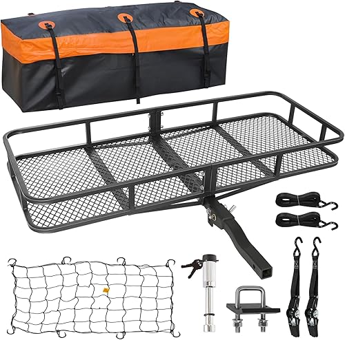 Miniatura 10 de WEIZE Cesta de Carga con Enganche para SUV, Camión - 53x19 Pulgadas, Capacidad de 500LB, con Bolsa Impermeable, Correa de Red, Tensor, Recubierto en