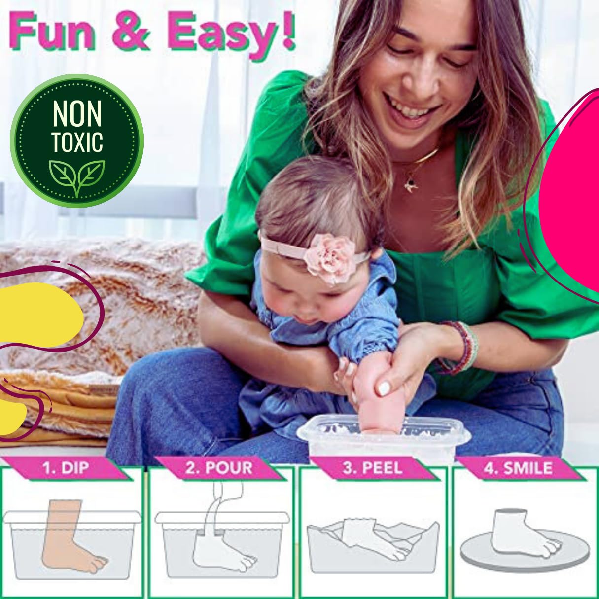 Dream Gifts Baby 2 Hands or Feet 3D Casting Kit (Moulding Powder 350 GMS, Casting Powder 500 GMS, Yellow) 2