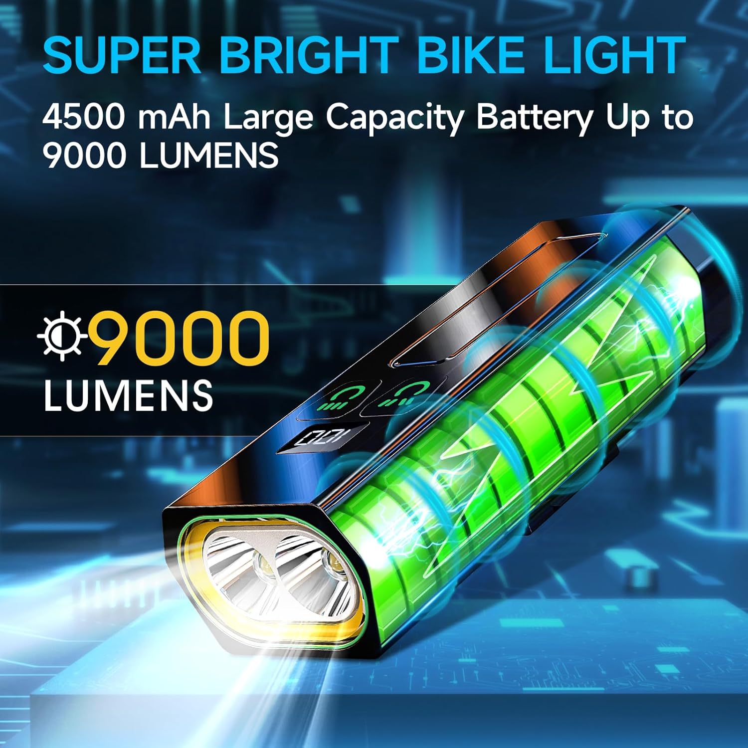 2025 Bright Bike Lights for Night Riding 9500Lumen, bike Headlight Front, USB Rechargeable Bicycle 3 LED Light lashlight -17 Modes Runtime 52+Hour, Taillight for Cycling Road Mountain, IPX6 Waterproof