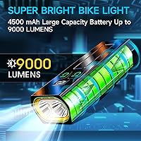 Vista 2 de Luces de bicicleta brillantes 2025 para conducción nocturna, 9500 lúmenes, faros delanteros de bicicleta, recargable por USB, 3 luces LED, 17 modos