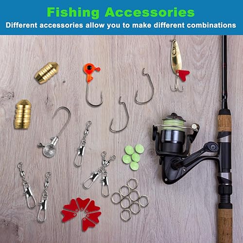 Miniatura 6 de Señuelos de pesca para lubina, trucha, salmón, equipo de pesca incluyendo anzuelos de pesca, accesorios de pesca para agua dulce o salada, kit de