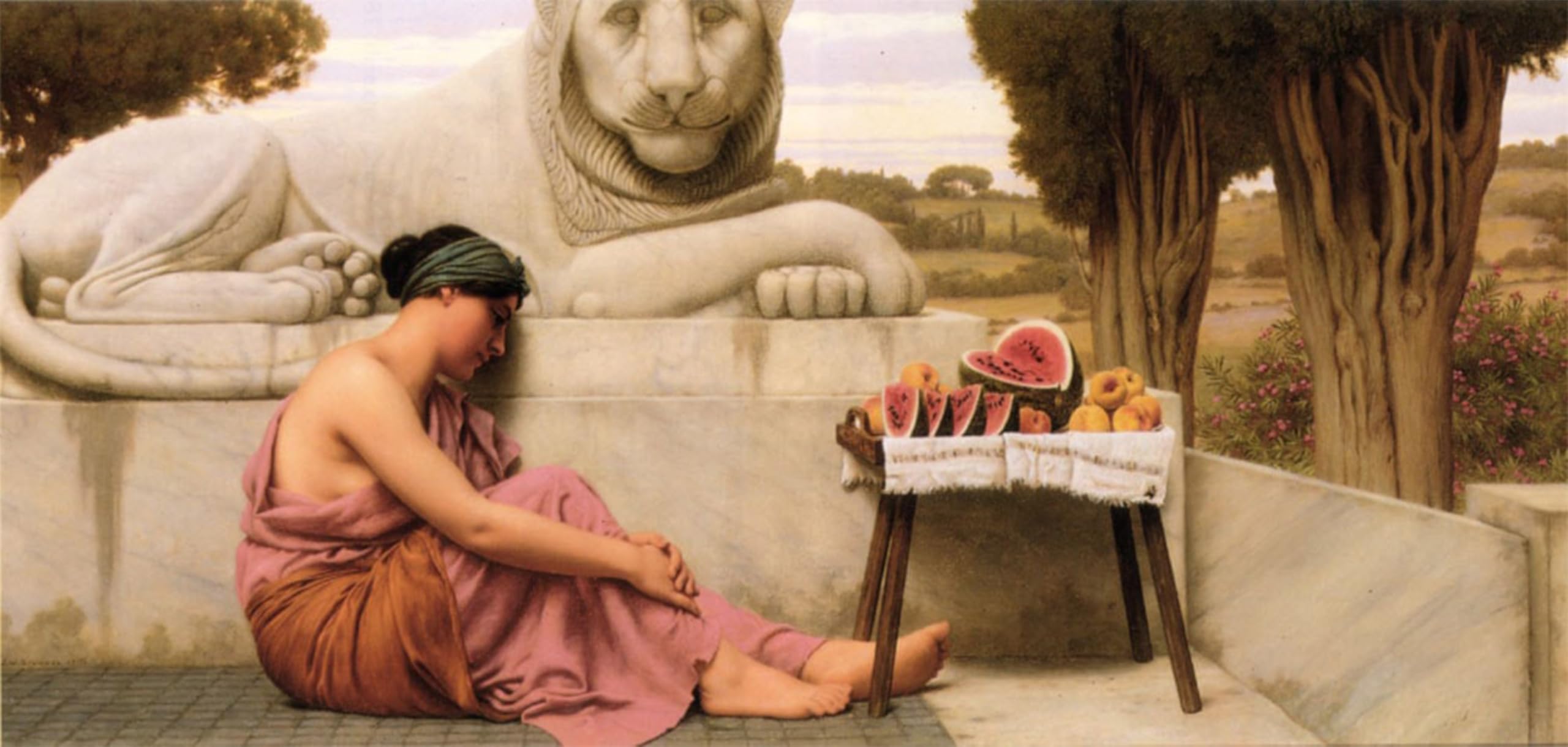 POSTERIIk Famous Modern Artwork Art Mural the Fruit Vendor by John William Godward Oil Paintings Pictures for Home Decor 60x90cm