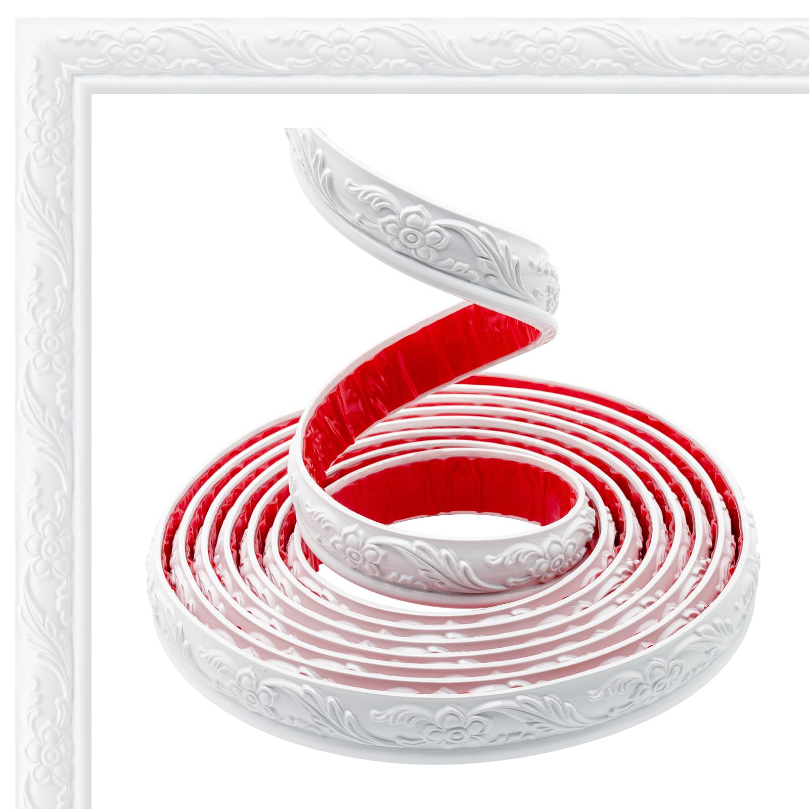 SEYRLMKPaintable Wall Trim,Crown Molding for Cabinet Mirror Frame Wall Edge Home Decor,Peel and Stick Self-Adhesive Design