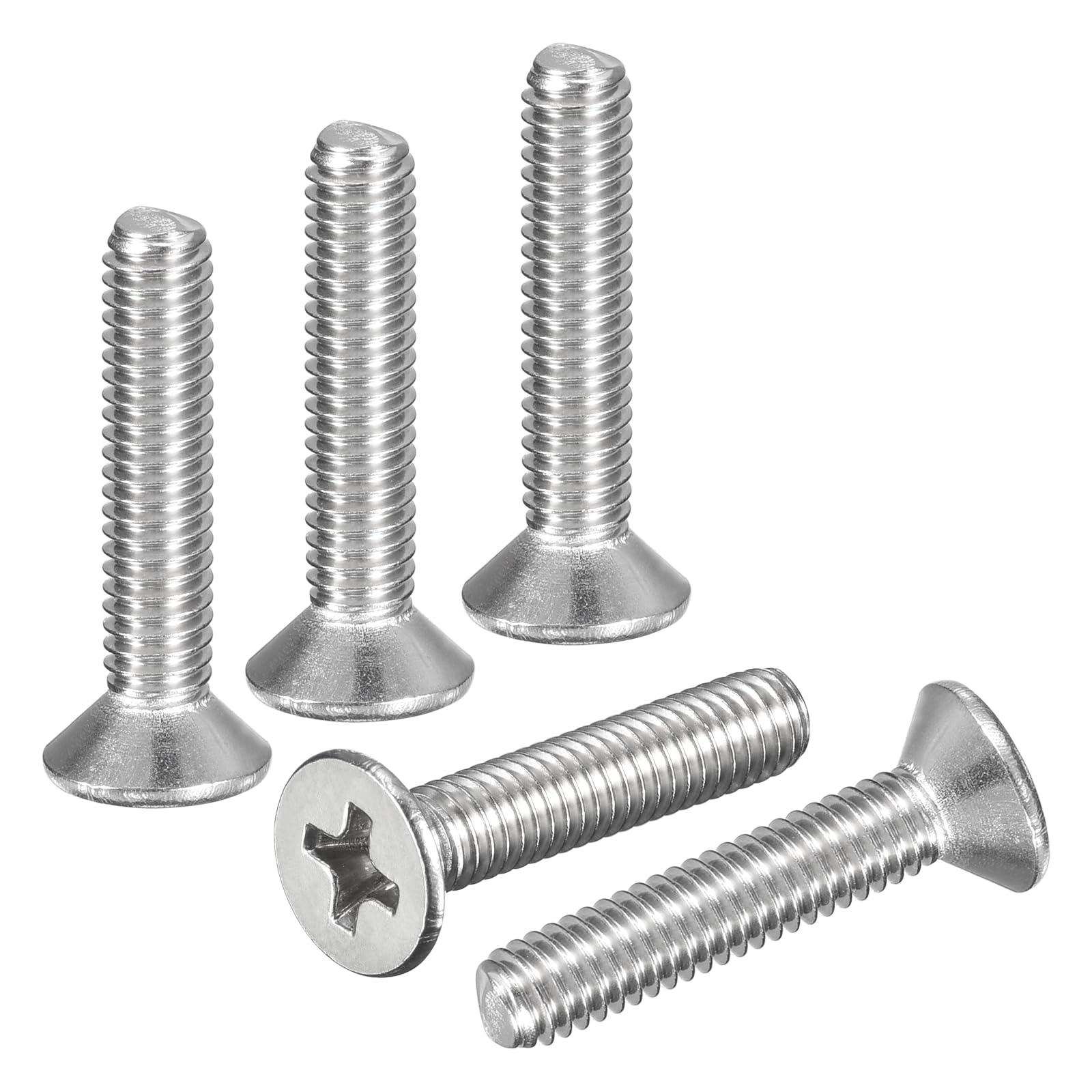 DTGN M4-0.7x20 Phillips Countersunk Head Bolt - 100pcs - Good for Outdoor Machinery Fastening Maintenance - 304 Stainless Steel Flat Head Machine Screw Bolt - Silver Color โ image 1