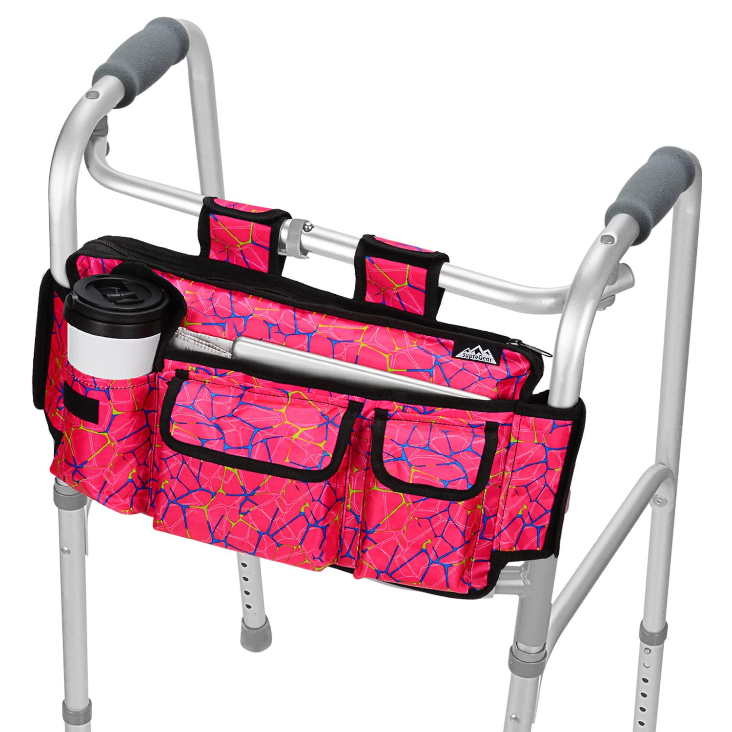 supregear Walker Bag, Walker Basket for Folding Walker for Seniors with Multiple Pockets and Zippered Compartment, Water Resistant Walker Attachment Storage Bag
