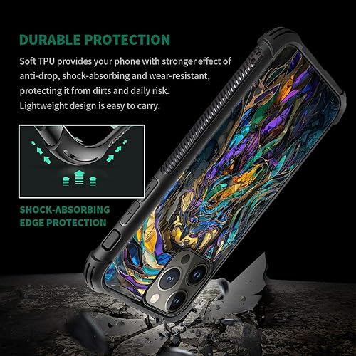 Vista 94 de Case for iPhone 15 Plus - Stained Glass Mosaic Fiesta Fun Case with Tempered Glass Back and Soft Silicone TPU Shock Protection
