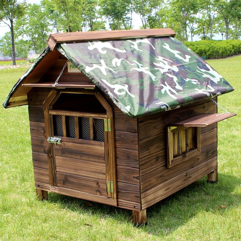 犬小屋 屋外用 大型犬 木製 犬舎 中型犬 超大型犬 屋根 ドア付き 大型