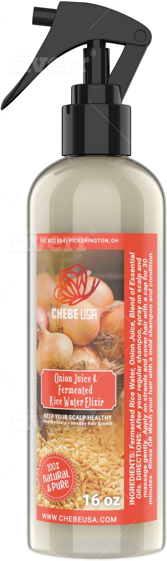 Fresh Onion Juice & Rice Water Hair Growth Spray with Rosemary & Mint. Strengthens Roots, Reduces Hair Fall, Promotes Thicker, Fuller Hair–Natural Scalp Treatment (8 Oz Pack of 2)