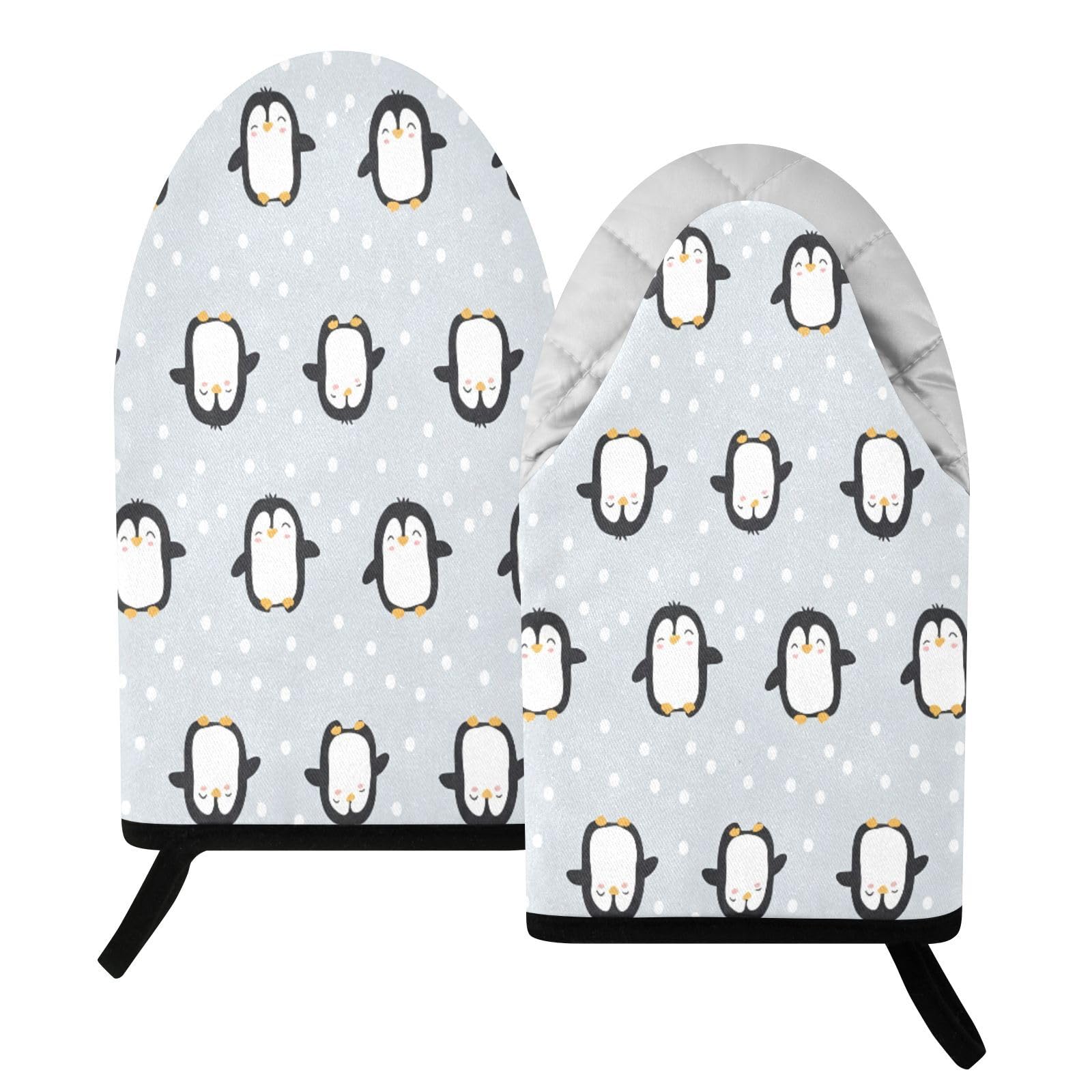 BURSTDDY Cartoon Penguin Oven Mitt,Heat Resistant Kitchen Mitts for Cooking