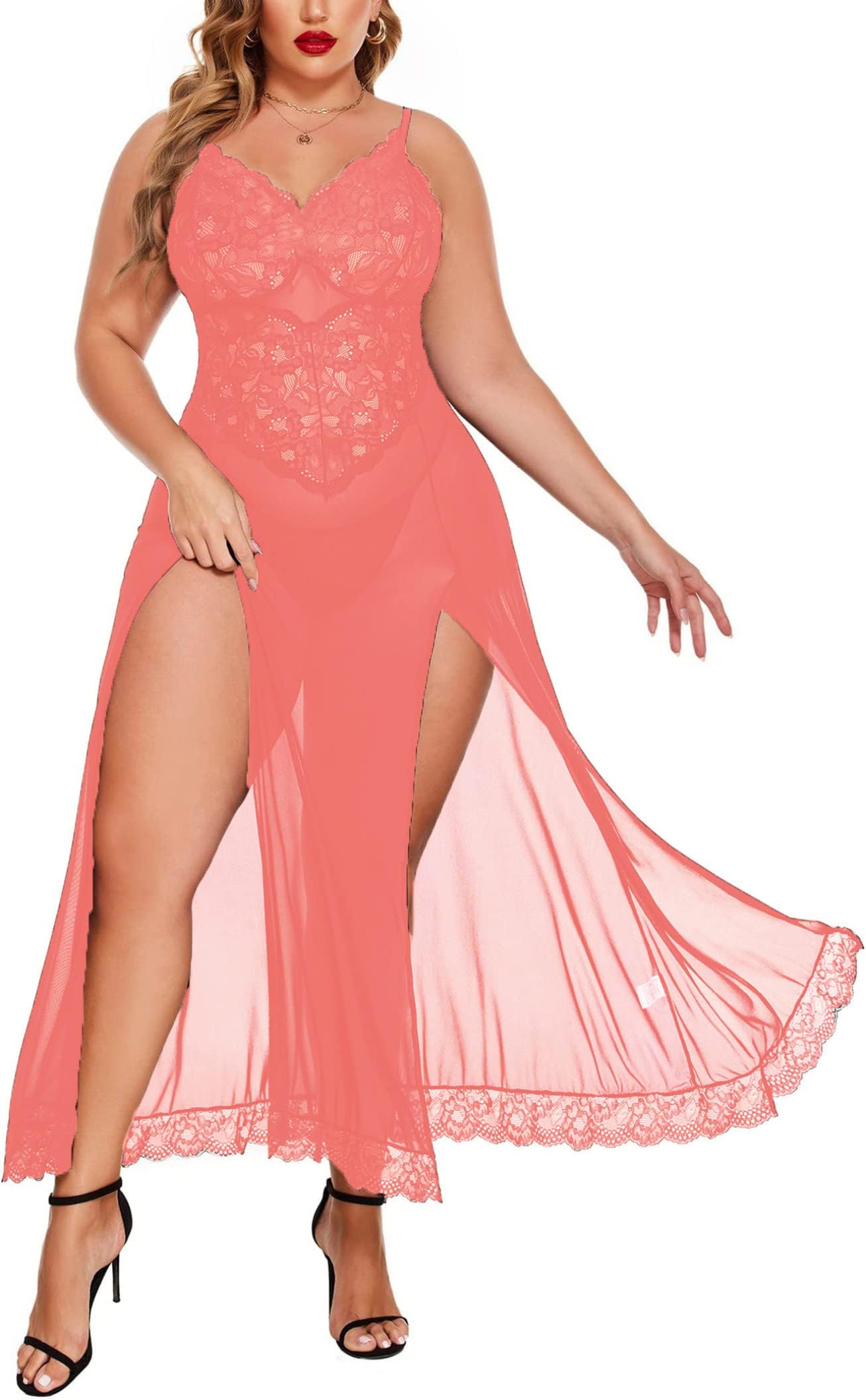 Designer Lace Babydoll Nightwear for Women II Elegant Design Adjustable Straps II Nightwear with Matching G-String