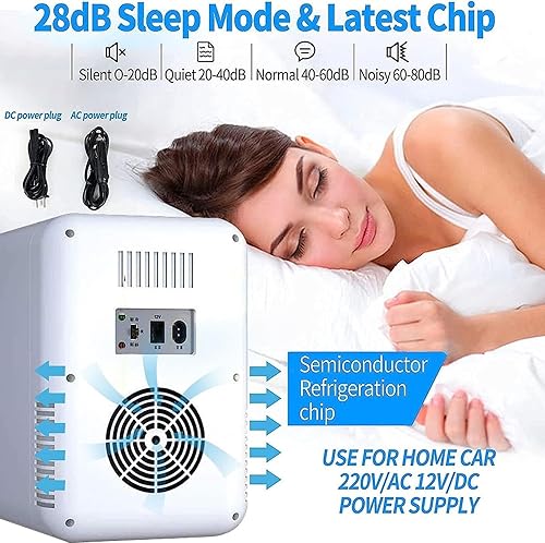 Miniatura 6 de Mini refrigerador para el cuidado de la piel, con espejo LED, mini refrigerador de maquillaje de capacidad de 8 litros, frío o calor, CA 220 V,