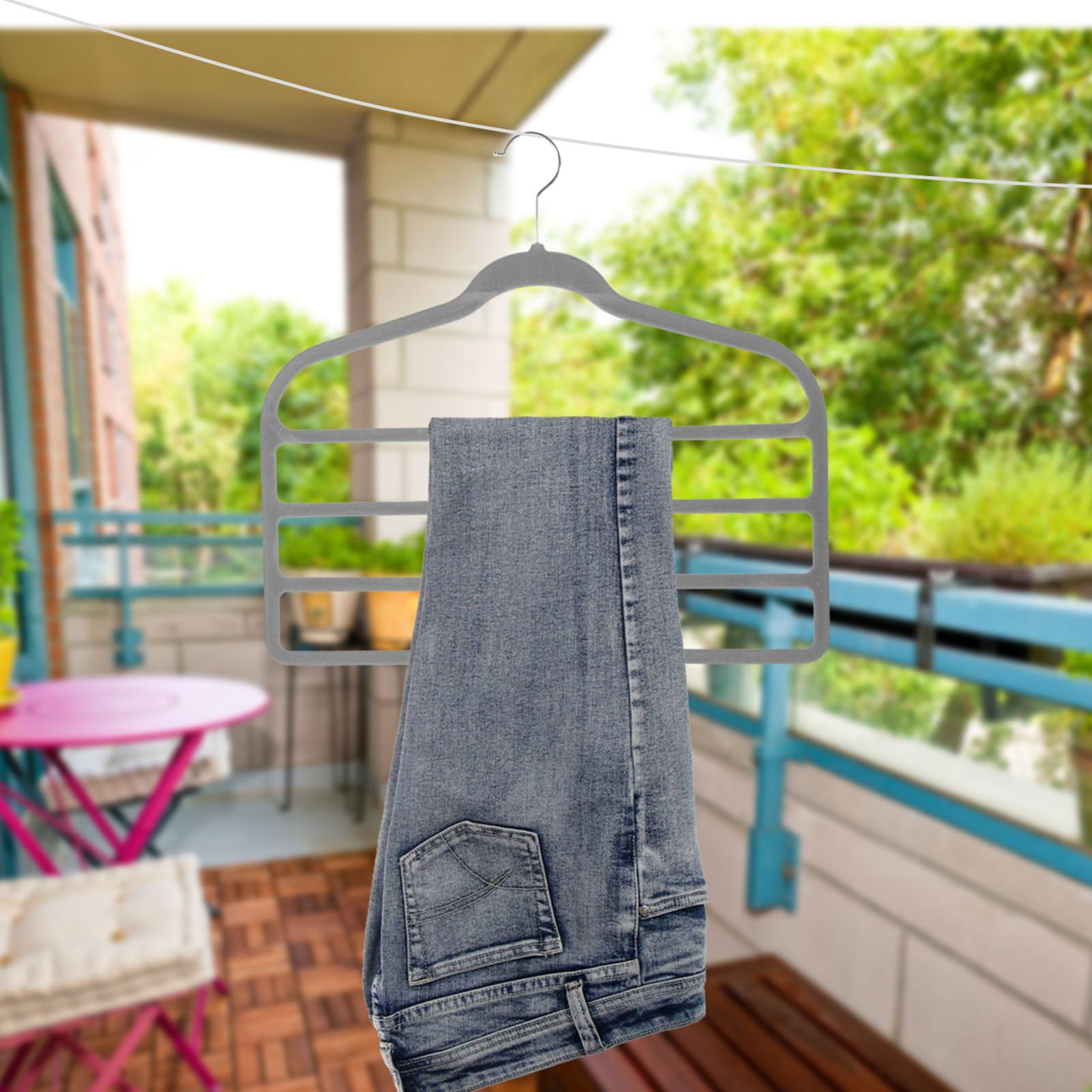 Perchas Multicapa Paquete de 10 Piezas Material de Terciopelo Antideslizante Organizador Multifunción para Ahorrar Espacio Armario para Pantalones