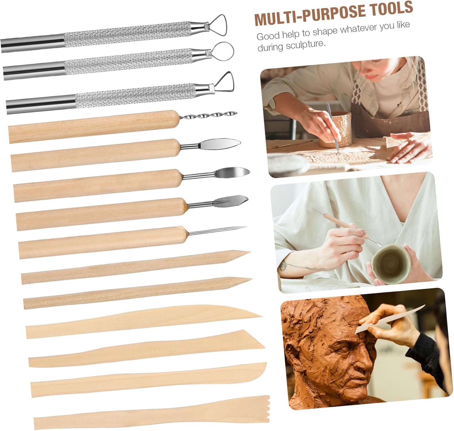 14 Piece Pottery Sculpting Tools Kit for Sculpture and Crafts