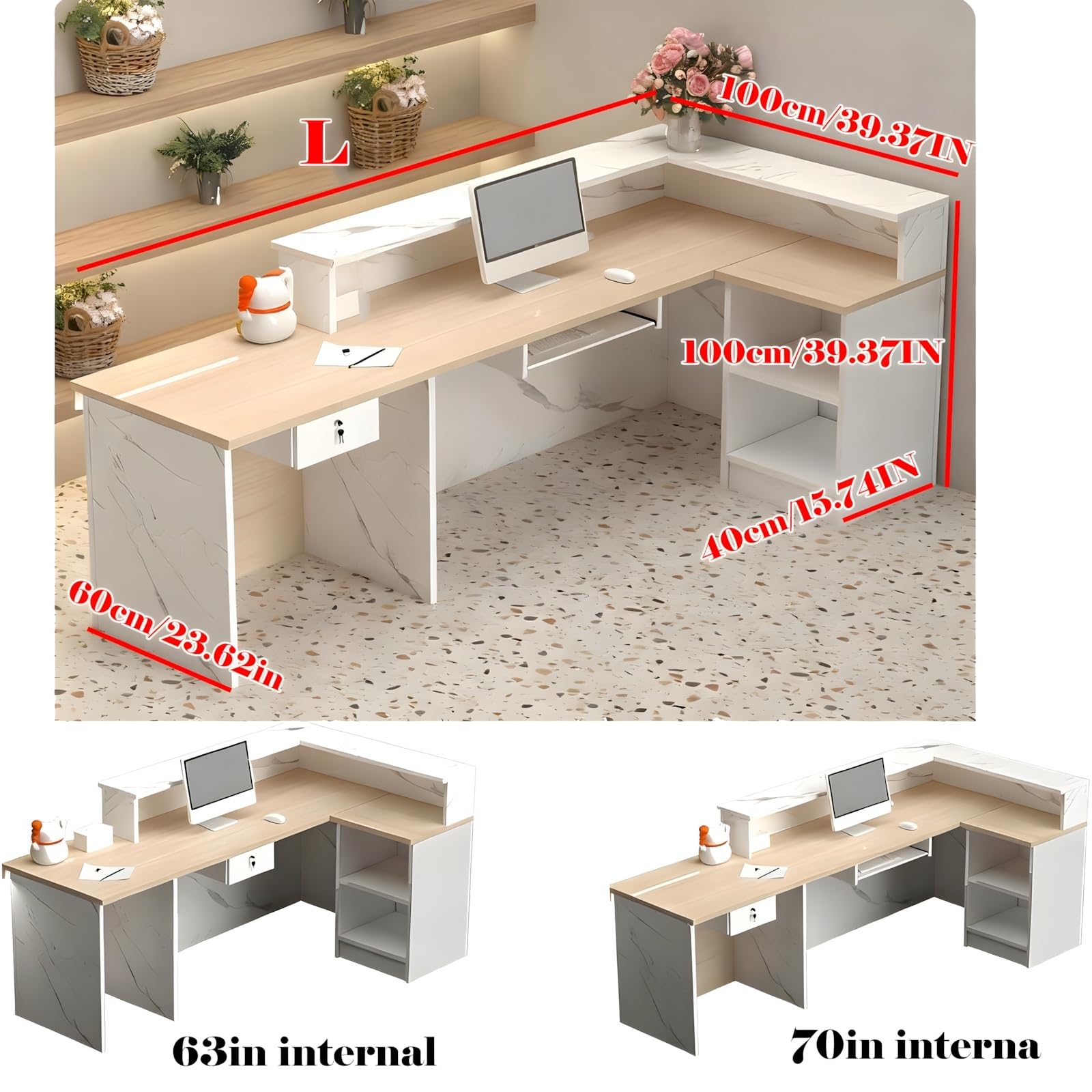 Reception desk per uffici Retail Ristoranti & Centri Commerciali Postazione di lavoro moderna Reception Mobili eleganti per spazi commerciali Servizio clienti e interazione con gli ospiti.
