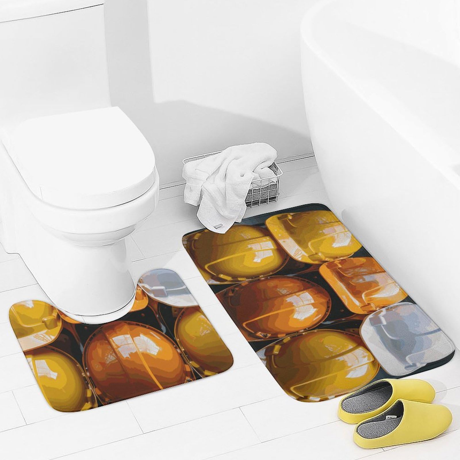 Tapis de bain doux et tapis de toilette en U antidérapant lot de 2