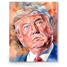 TYPTEK Donald Trump US President Watercolor Art, Modern American Presidents Canvas Wall Decor, Colorful Patriotic Portrait for Living Room Office, Artistic Gift, 8x10 Inch