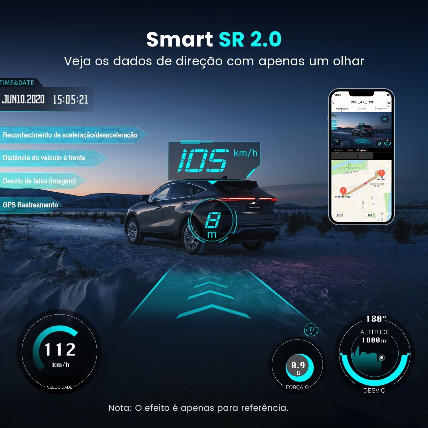 DDPAI Z60 Câmera Veicular 3 Canais, 4K+ 2K+ 1080P, WiFi 5GHz com GPS, 32G eMMC D²Save,Tela IPS de 3", Visão Noturna Super AI-ISP, WDR, ADAS, Modo de Estacionamento AOV de 20 Dias (Sem Cartão SD)