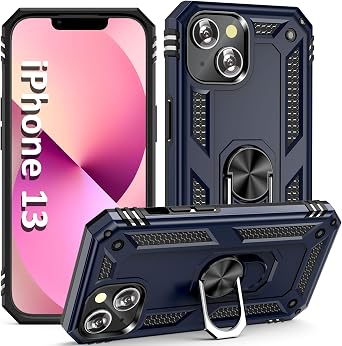 ADDIT i Phone 13 Case, for iPhone 13 Case,with Kickstand Ring,Adjustable Stand,Military Grade,Heavy Duty Protection,Shockproof,Anti-Fingerprint,Support Magnet Car Mount,Blue