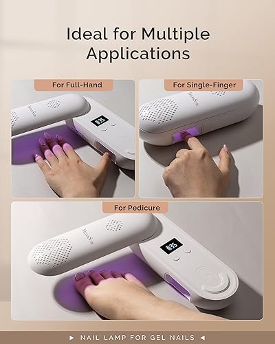 Miniatura 8 de MelodySusie P-PLUS20F - Lámpara de uñas compacta inalámbrica con innovador panel giratorio y diseño de protección UV, la luz UV recargable cura