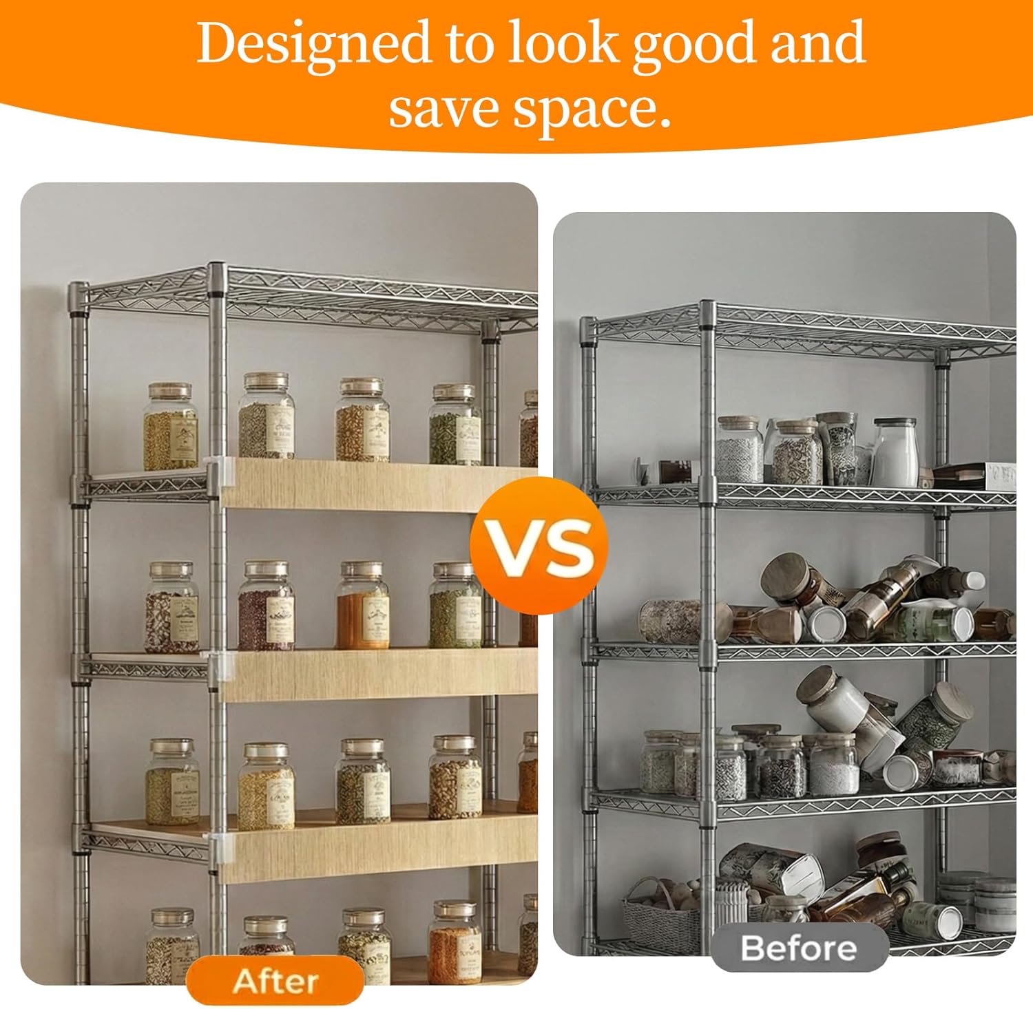 5-Pack Wire Rack Covers, PVC Wood-Look Shelf Liners, Moisture-Resistant & Durable, Shelf Covers for Wire Shelving, Suitable for Pantry, Kitchen, Closet, Original Wood (24x12x2.3in)