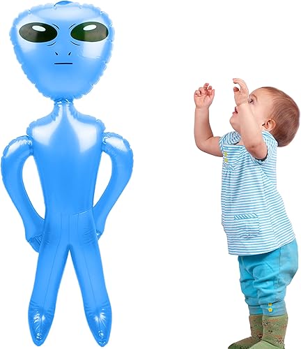 Miniatura 3 de Paquete de 15 figuras inflables de alienígenas gigantes de 35 pulgadas, juguetes alienígenas para fiestas de cumpleaños, decoraciones de fiesta de
