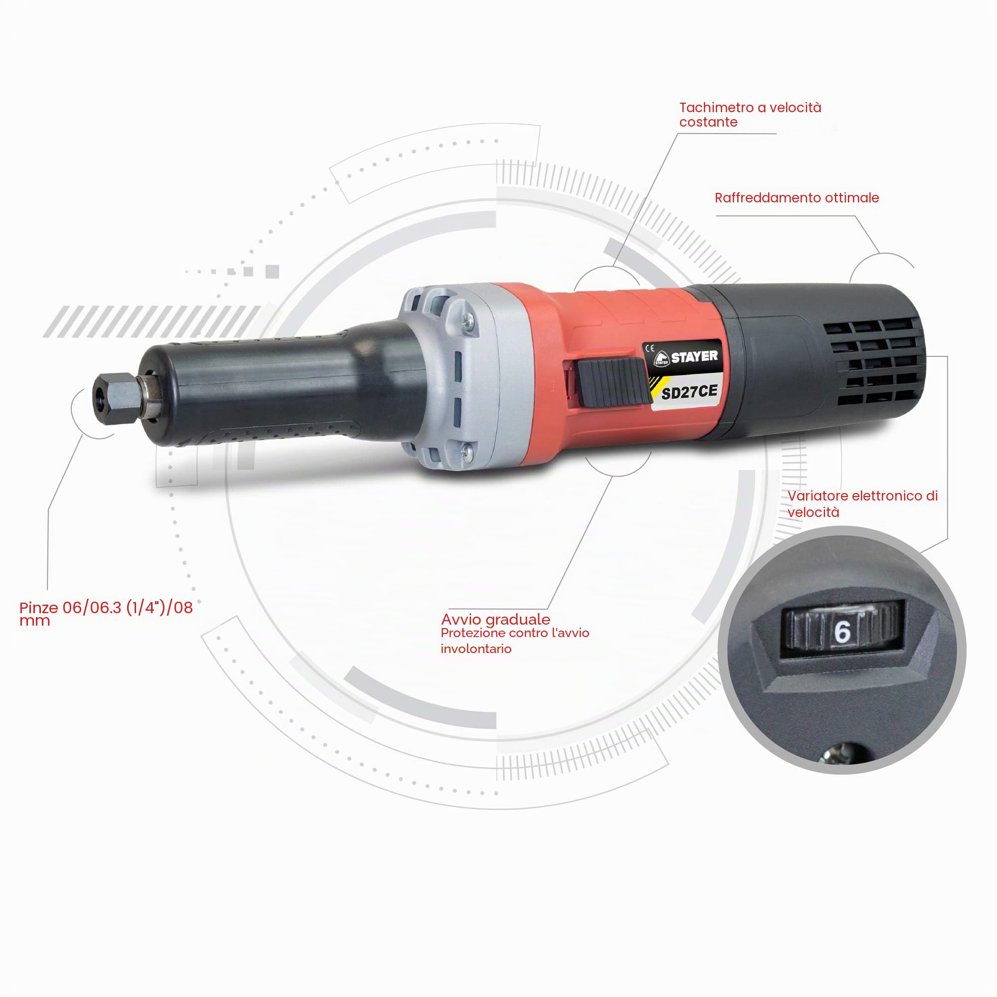 Smerigliatrice a velocità costante, con regolatore elettronico della velocità, 750 W, Stayer sd27ce