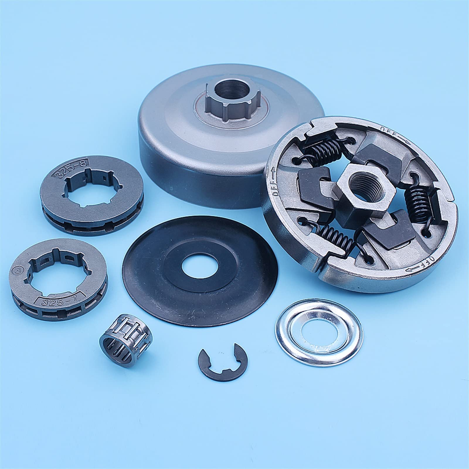 325quot;Kit de piñón de llanta de Tambor de Embrague Apto for Stihl MS260 026 Pro MS240 024 AV Motosierra pequeña 7 Spline 8 y 7 Piezas de Repuesto de accionamiento de Dientes