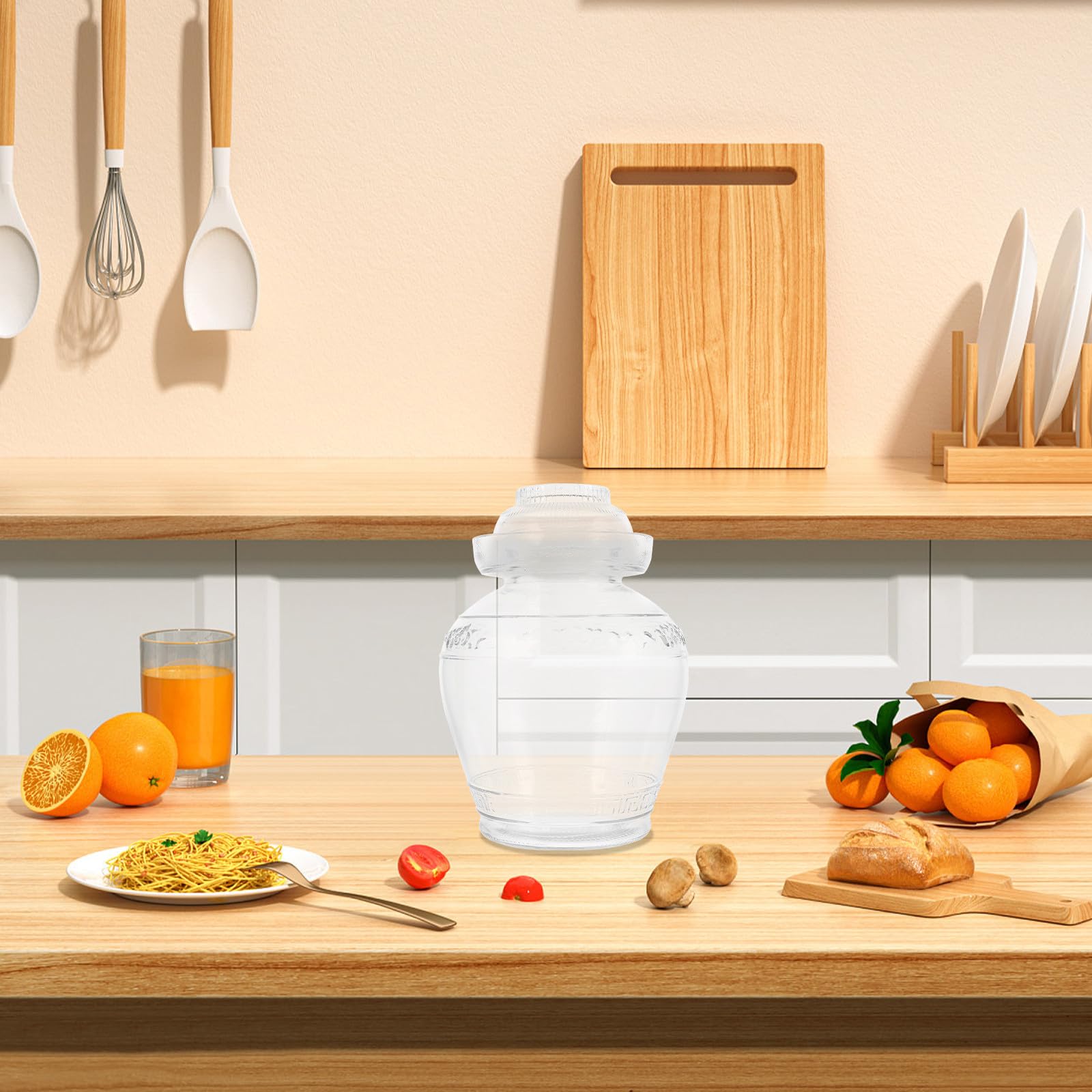 GALPADA Barattolo per Sottaceti Domestici 5l in Vetro Trasparente | Contenitore per Conservazione, Uso Semplice e Pratico, Adatto a Caramelle e Cereali Stile Casuale
