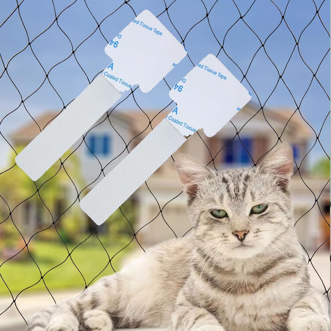 Crochet Fixation Filet Chat Balcon Sans Percer, Crochet+ Colle, 2